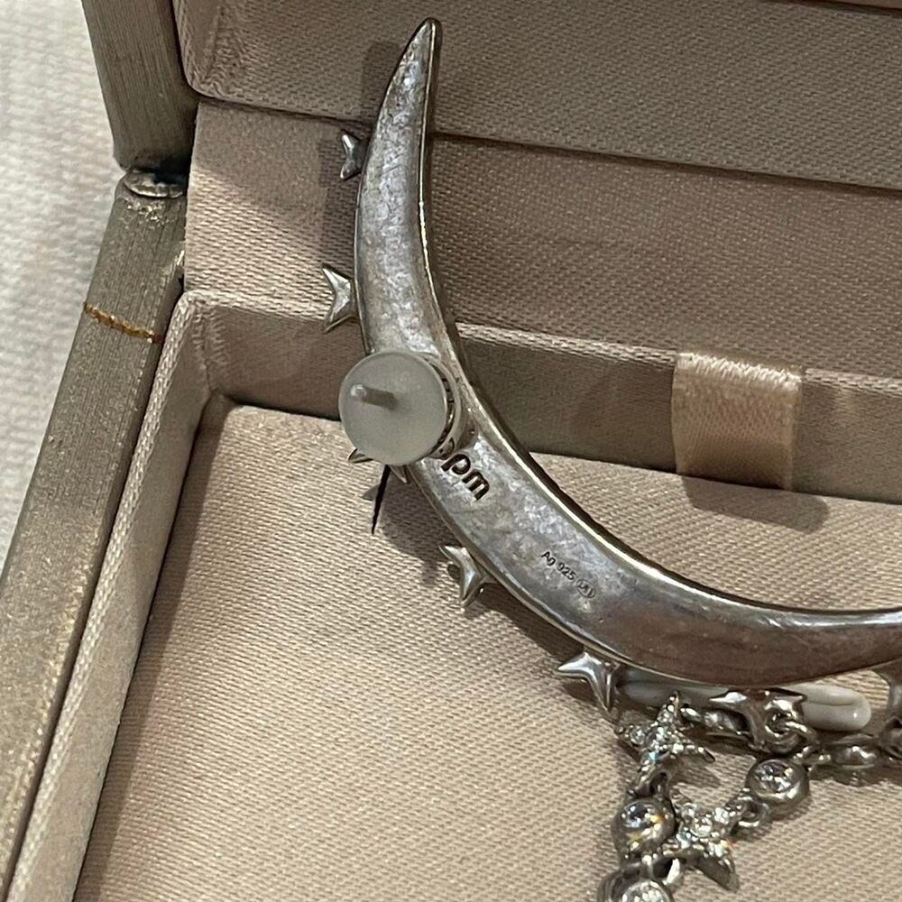 Apm Monaco Cubic Zirconia Half Moon Single Drop Ear Climber Earring - Picture 5 of 5